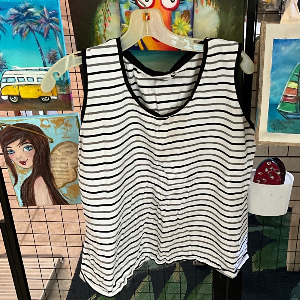 Classic Black and White Striped Tank Top